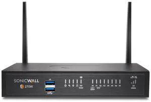 SonicWall TZ270W Wireless Gen7 Firewall | SMB Wi-Fi Security Appliance with 2 Gbps Firewall Speed, Integrated Wireless Radios, Threat Protection, and Cloud Management (02-SSC-2823)