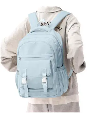 KEYEMP Travel Laptop Backpack for Women,Carry on Bags for Airplanes Men Work Cute Aesthetic Backpack,Large Casual Daypack Personal item Bag,Light Blue