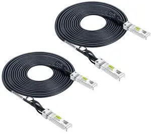10Gtek SFP+ DAC Twinax Cable - 10GBASE-CU Passive Direct Attach Copper SFP Cable for Cisco SFP-H10GB-CU5M, Ubiquiti UniFi UC-DAC-SFP+, Meraki, Fortinet, D-Link and More, 5-Meter(16.5ft), 2-Pack