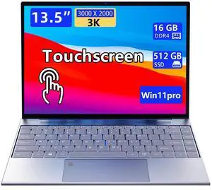 Morostron 13.5-inch Portable Touchscreen Laptop, (16GB RAM, 512GB SSD), 3K (3000×2000) IPS, Celeron N5095 Processor up to 2.9 GHz, Backlit Keyboard, Fingerprint Unlocking, Win 11 Pro
