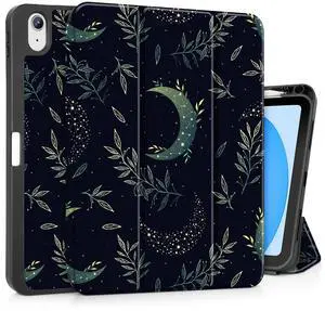 Tuiklol Case for iPad 11 inch (A16 Chip) 2025 Gen 11th / iPad 10.9 inch 2022 10th Generation,Slim Stand Hard Case Pencil Holder with TPU Back Cover & Trifold Stand & Auto Wake/Sleep, Green Celestial