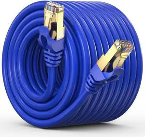 Cat 7 Ethernet Cable 100 ft - High-Speed Cat7 Internet & Network LAN Patch Cables, RJ45 Connectors - Perfect for Gaming, Streaming, and More (Blue)