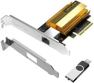 WAVLINK 10G Base-T PCIe Network Card, 10000/5000/2500Mbps PCI Express Ethernet Adapter with AQC113 Controller, 10G NIC for Windows 11/10 & Linux with Standard/Low Profile Bracket