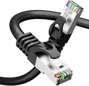 GEARit Cat6A Ethernet Cable (150 ft, Black) 10Gbps Snagless Long Shielded SSTP, SFTP Shielded Ethernet Cable, 26AWG 4 Pair Solid Bare Copper Cat6 Cable, Cat 6 Shielded Network Cable - 150 feet