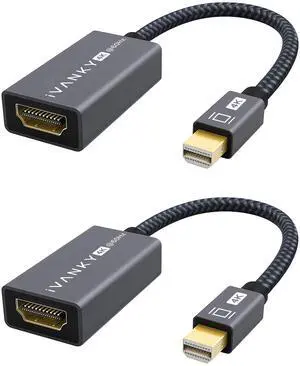 IVANKY 4K@60Hz Mini DisplayPort to HDMI Adapter 2Pack, Thunderbolt 1&2 to HDMI, Mini DP to HDMI Adapter for MacBook Air/Pro, Surface Pro/Dock/Book, Monitor, Projector-Grey
