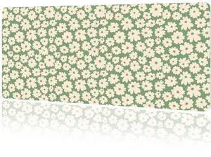MAYCARI Kawaii Green Flower Extended Gaming Mouse Pad Large, 31.5"X15.7" Big Mouse Pad with Non-Slip Base Long Computer Keyboard Mouse Mat for Home Office Work