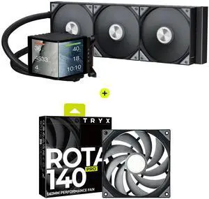 TRYX Panorama 360 Curved Screen 360mm AIO and ROTA PRO 140 High Performance LCP Case Fan Bundle