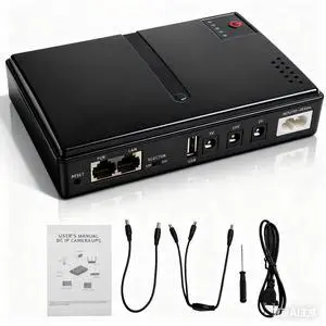 Mini UPS Battery Backup, Gigabit POE, Portable Power Supply, 18W Output for Router, Device, Security Camera, Fingerprint Attendance Machine,Access Control System, with (US Plug)