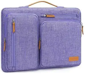 MOSISO 360 Protective Laptop Case 15 inch, 15 inch Laptop Sleeve Compatible with MacBook Air M4 M3 M2 2025 2024 2023, Dell XPS Plus, Side Open Carrying Case with 4 Zipper Pockets&Handle, Purple