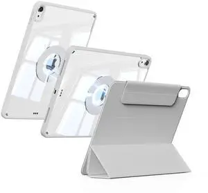 KTGGHG Detachable Case for iPad (A16) 11th Gen 11-Inch 2025 & iPad 10th Generation 10.9-Inch 2022 with Pecil Holder, Protective Hybrid Folio Clear Cover with Hard Back Shell, Auto Wake/Sleep, Gray