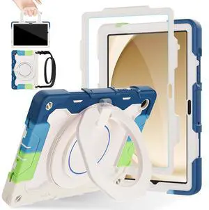 ROISKIN Case for Galaxy Tab A9 Plus 5G/ A9+ 11 Inch with HD Screen Protector & Shoulder Strap,Heavy Duty Military Case for Samsung Galaxy A9 Plus SM-X210/X216/X218 - Rotating Stand for Kids