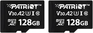 Patriot VX Series 128GB Micro SDXC V30 A2 UHS-I U3 4K UHD Memory Card 2 Pack - PSF128GVX32MCX2