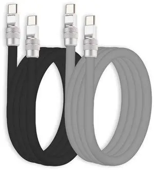 chubbycable Couple Chubby 2-Pack 240W USB C Cable Extra Thick Silicone Fast Charging Cable Compatible with iPhone 17-15 Series iPad Galaxy Series, Black+Gray, Type-C to Type-C, 13.1FT
