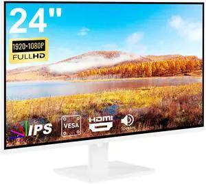 ZFTVNIE 24 Inch Touchscreen Monitor, IPS FHD 1920x1080P PC Display with HDMI VGA Port, 10-Point Touch Computer Monitor for Business & Gaming, VESA, White