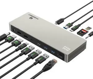 Minthouz Thunderbolt 4 Dock - 12-in-1 Hub with 96W Charging, Single 8K/ Triple 4K HDMI, 40Gbps Thunderbolt Connectivity for Laptop, Mac & Windows