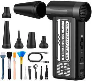 NEVERLAND Reusable Air Blower - 240000RPM High-Speed Cordless Compressed Air Duster, 8-Speed Adjustable, Rechargeable Battery-Powered Dust Blower for Computer, Keyboard, Electronics, Car, Pet Hair