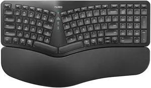 Nulea Wireless Ergonomic Keyboard, Split Keyboard with Cushioned Wrist Rest, Bluetooth and USB Connectivity, USB-C Rechargeable, Compatible with Windows Mac(Black)