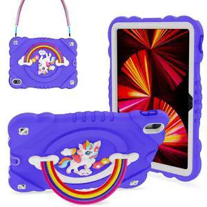 XZC Case for iPad (A16) 11th Generation 11 Inch 2025/ iPad 10th Generation 10.9 Inch 2022 Unicorn Heavy Duty Shockproof Rugged Cover with Built-in Stand/Strap (Purple)