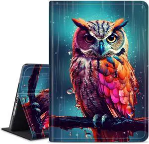 Case for All-New Kindle Fire HD 10 & 10 Plus Tablet (11th Generation, 2021 Release) 10.1" - Slim PU Leather Cover with Auto Wake/Sleep for Fire HD 10.1 inch 2021,Colorful Owl