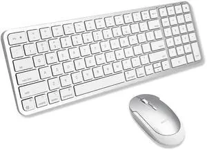 Macally Bluetooth Mac Keyboard and Mouse - Compact (2 Zone) Wireless Apple Keyboard and Mouse Combo with Number Pad - Multi Device, Rechargeable - for Mac, MacBook Pro/Air, iPad, iPhone - Silver