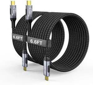 Yiicumhh USB Cables Compatible with Thunderbolt 5 Cable [2-Pack 6.6FT], 80GBPS USB c to USB c Data Transfer Cables, 8K/16k 60Hz@120Hz usbc Monitor Cable for Thunderbolt 4,USB c Video