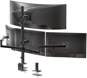 WALI Quad Monitor Mount for up to 49 inch Ultrawides on Top Bracket and 27 inch Screens on Lower Brackets, Extra Tall 4 Monitor Stand, Heavy Duty Monitors Arm up to 44 lbs (M004S-P), Black