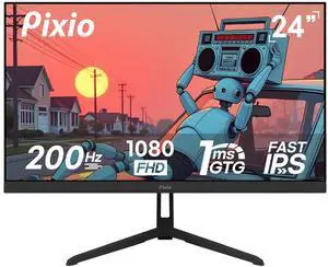 Pixio PX248 Wave 24 inch 200Hz Refresh Rate FHD 1080p Resolution Fast IPS Panel 1ms GTG Response Time Gaming Monitor with Adaptive Sync