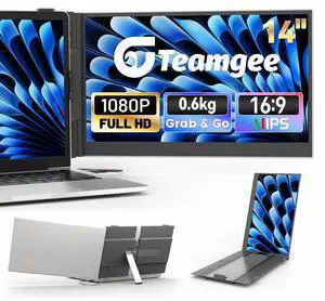 Teamgee Laptop Screen Extender, 14" FHD 1080P Portable Monitor, Ultra-Thin & Lightweight Second Display for Travel, Work, and Gaming, Plug & Play for Mac/Windows/Android/Dex