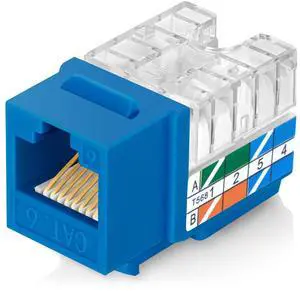 Everest 90° Angled RJ45 Cat6 Keystone Jacks 100-Pack in Blue - Slim Profile Female RJ45 Connectors - Cat 6 Keystone Jack - Compatible with 90° Angled Speed Termination Tool - easyJACK (B094WB91H3)