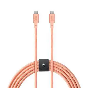 Native Union Belt Cable XL Type-C 100W USB-C to USB-C 10ft / 3m Ultra-Strong Charging Cable with Cable Strap  Compatible with iPhone Air, iPhone 17, MacBook, iPad, Surface Go 4 (Apricot)