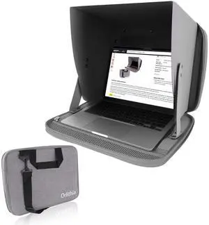 Water Repellent 3-in-1 Laptop Sunshade, Portable Foldable Privacy Visor with Elastic PVC Core, Converts into Shoulder Bag for Outdoor Work, Fits 12-14 Inch Laptops - Cool Silver (patent pending)