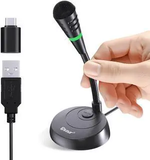 Etour Mic for Mac mini m4, USB C Microphone, Plug &Play Desktop Cardioid Condenser External Small Computer Mic for Laptop, Mute Button, for Windows, MacBook Pro/Air, for Recording, Dictation/Meeting