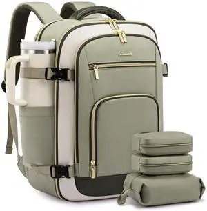 LOVEVOOK Travel Backpack For Women Flight Approved, 50L Large Carry On Backpack, Personal Item Travel Bag for Airplanes, Business 18 Inch Laptop Backpack, Weekender Overnight Daypack, With 3 Cubes