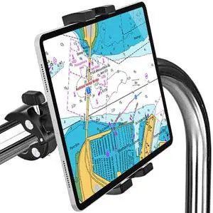 Boat Helm Tablet Mount Holder, Marine Pole Rail Phone Tablet Holder, Boat Handle Bar Post Rod Clamp with 360° Rotation for iPad Pro 12.9 Air Mini, Galaxy Tabs, iPhone, and 4-13" Cellphones and Tablets