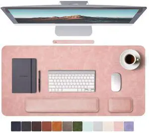 RENMTURE Large Mouse Pad and Keyboard Wrist Rest, Desk Pad for Keyboard and Mouse, Large Gaming Mouse Pad with Wrist Support, Desk Mat for Work and Gaming (Pink)