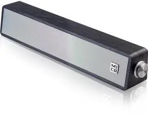 MICA Computer Speakers, Wired Computer Sound Bar, Wooden Mini Soundbar, USB Powered PC Speakers for Desktop Monitor, Laptop, Tablet, 3.5mm Aux Connection, Angled (Gray)