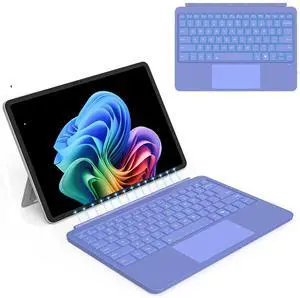 Foeytaody Keyboard for Microsoft Surface Pro 12 inch (2025), Bluetooth Wireless Magnetic Keyboard with Multi-Touch Trackpad, Rechargeable Battery, 7-Color Backlit, Smart Sleep/Wake (Purple)