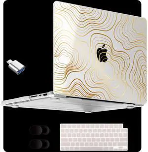 MEEgoodo Case for MacBook Pro 14 inch (M5/M4/M3/M2/M1) 2025 2024 2023 2021, Laptop Hard Shell Case Fit Model A3434/A3112/A3401/A3185/A2918/A2992/A2779/A2442 Pro/Max, Abstract Linear Waves