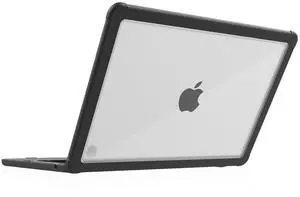 STM Dux for MacBook Air (13-inch) - M4, 2025/M3, 2024/M2, 2022- Ultra Protective Case - Clear Transparent PC, Rugged Raised TPU Bumpers with Textured Rubber Feet - Black