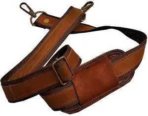 Leather Adjustable Padded Replacement Shoulder Strap with Metal Swivel Hooks for Messenger, Laptop, Camera, Duffle Bags & More