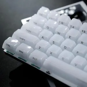 Womier Keyboard Keycaps Jelly - Ceramic Keycaps Style, Clear White Key Cap, Transparent Side Printed Custom 60 65 75 100 Percent for Cherry MX, Outemu, Gateron Mechanical Keyboards(MDA Profile)