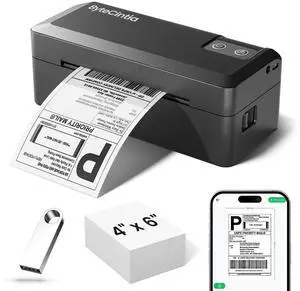 ByteCintia Bluetooth Thermal Shipping Label Printer, 4x6 Shipping Label Printer for Small Business, Support Android, iOS, Windows & Mac, Works with Amazon, Ebay, Shopify, Etsy