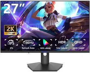 Sealan 27 inch Gaming Computer Monitor,QHD 2560x1440, 180Hz,1ms, Height Adjustable,FreeSync, sRGB 99% Color Gamut, HDR10,2X HDMI 2.0,2X Display Port,PC Monitor Support Wall Mount Install(75 * 75mm) Sealan 27 inch Gaming Computer Monitor,QHD 2560x1440, 180Hz,1ms, Height Adjustable,FreeSync, sRGB 99% Color Gamut, HDR10,2X HDMI 2.0,2X Display Port,PC Monitor Support Wall Mount Install(75 * 75mm)