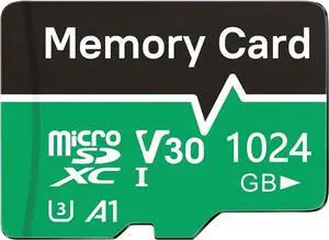 Memory Card,Micro TF Card U3 V30 4K UHD High Stability for Camera Security & GoPro & Action/Dash Cam/Drones/Tablets with Adapter (1024.GB)