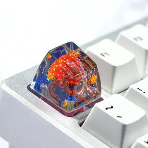 Red Octopus Artisan Keycap R1 SA Profile Custom Ocean Sea Creatures Keycaps 1U ESC Handmade Gaming Kraken Resin Key Cap Cherry MX Switch Compatible Mechanical Keyboard Octopus Lover Gift