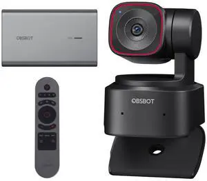 OBSBOT Tiny 2 Lite 4K Webcam & Remote & UVC to NDI Adapter Combo, AI Tracking PTZ Streaming Camera with 1/2" Sensor, Gesture Control, 60 FPS, HDR, Microphones, Web Camera for Desktop Computer, Laptop.