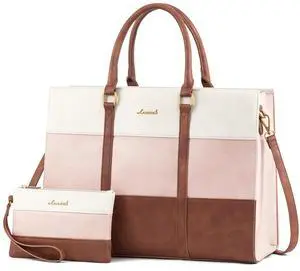 LOVEVOOK Laptop Bag for Women, 15.6 Inch Laptop Tote Bag, Vintage Leather Work Bags for Women, Waterproof Computer bag with Clutch Purse, Large Capacity Briefcase, Business Office Bag