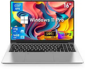 NIAKUN Laptop Computer, Gaming Laptops 2025, 16 Inch Lap Top PC Win 11 Pro, 16GB RAM 1TB SSD, N95 Processor(up to 3.4GHz), Backlit Keyboard, for Business and Students