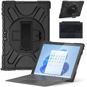 ZenRich Rugged Case for Microsoft Surface Pro 4/5/6/7 with Keyboard,Protective Case for Surface Pro 4/5/6/7 with Kickstand and Hand Strap Heavy Duty Shockproof, Compatible with Type Cover Keyboard