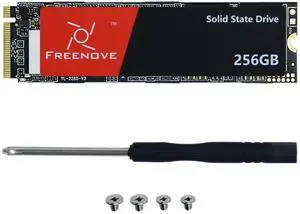 Freenove 256GB M.2 NVMe SSD for Raspberry Pi 5 M.2 HAT Adapter NAS Kit, Solid State Drive, Size 2280, PCIe 2.0/3.0, Tested Speed 800 MB/s